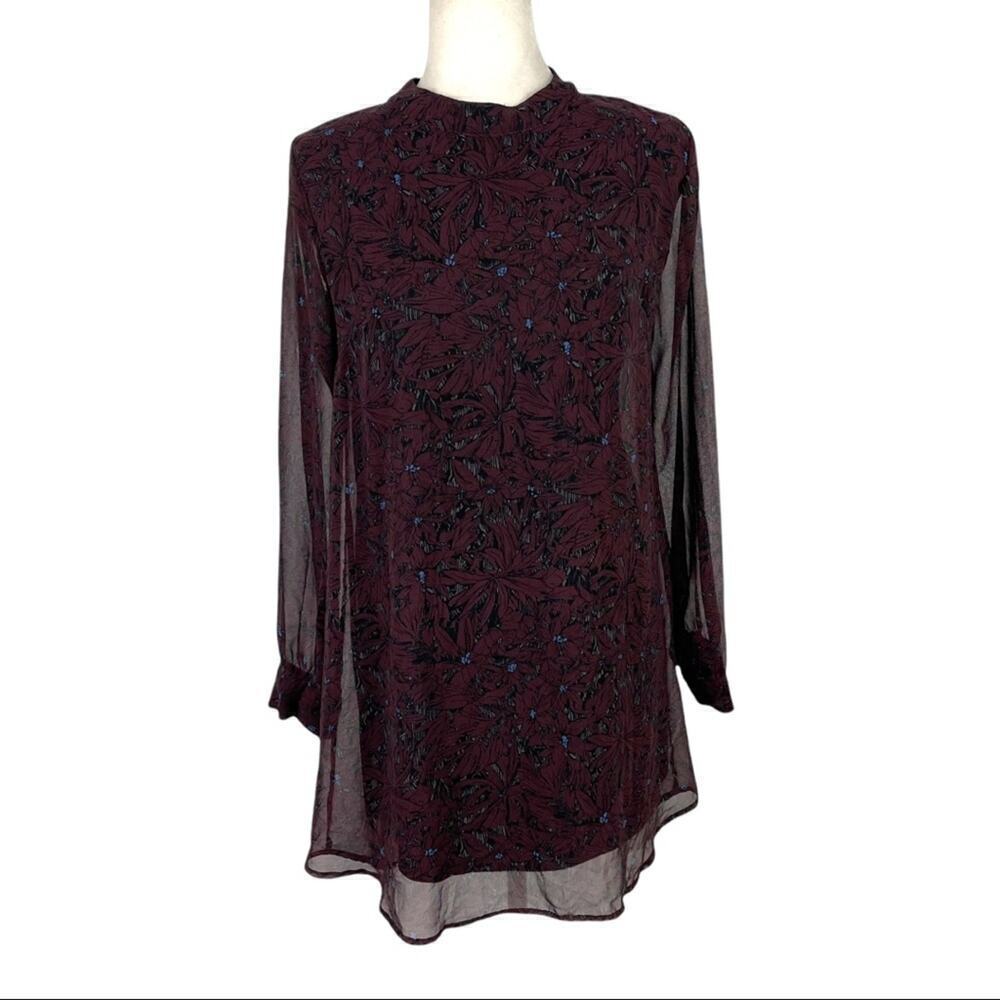 ASTR the Label Women's Long Sleeve Floral Chiffon Backless Dress Chiffon Small